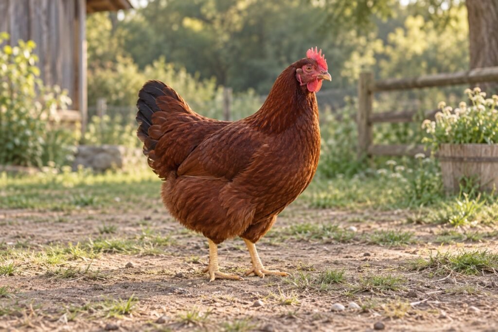 To‘q qizg‘ish patli Rhode Island Red tovuqi